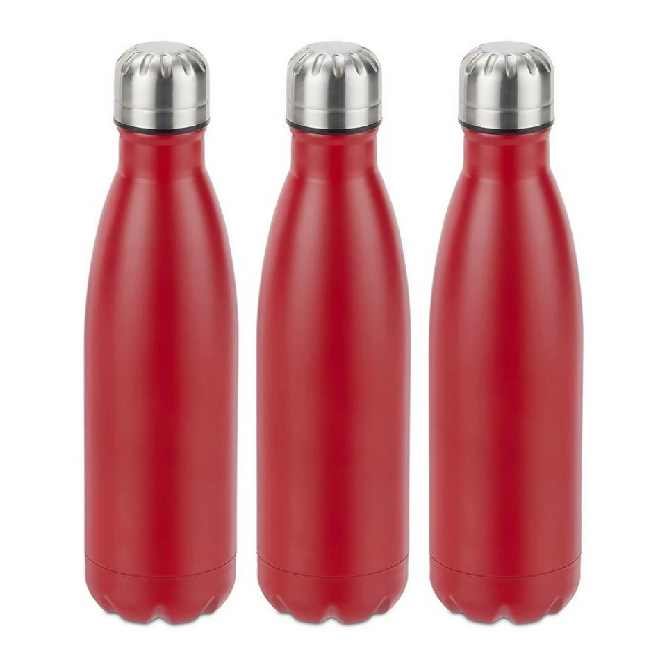 relaxdays Isolierflasche »3 x Trinkflasche Edelstahl rot« 1 relaxdays Isolierflasche »3 x Trinkflasche Edelstahl rot«