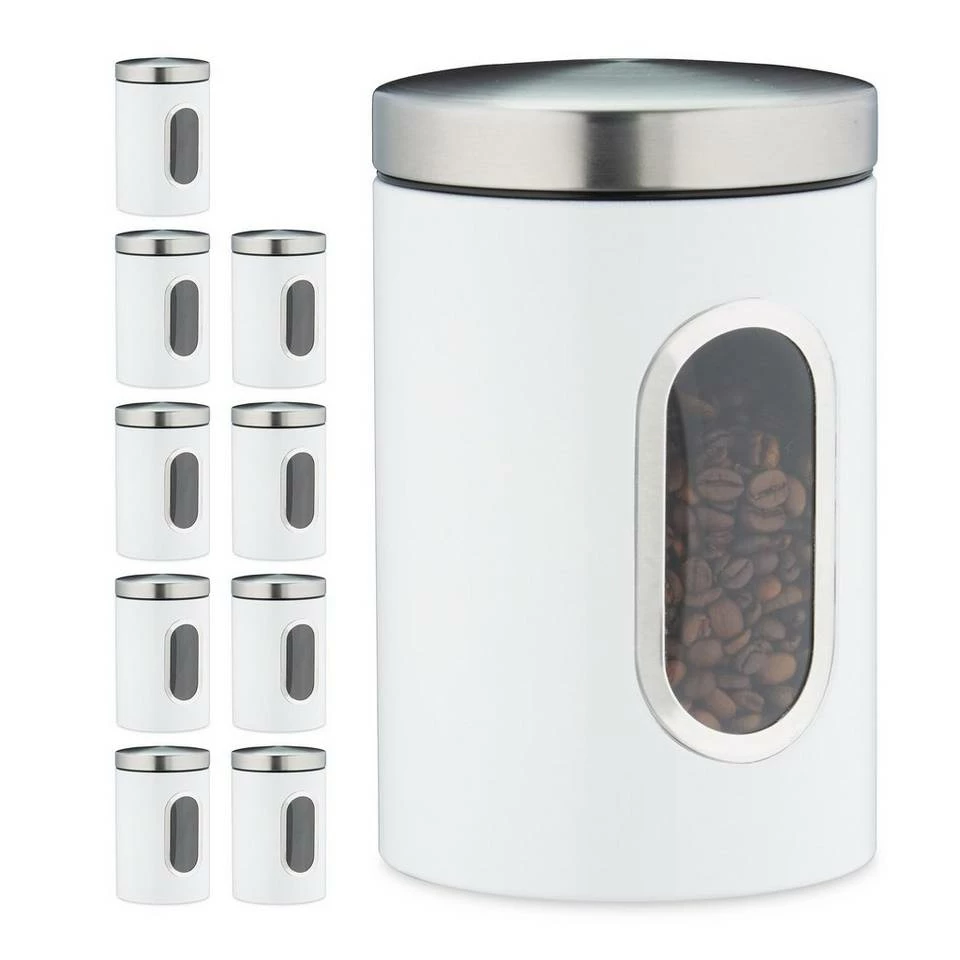 relaxdays Vorratsdose »10x Vorratsdose mit Sichtfenster weiß«, Eisen 1 relaxdays Vorratsdose »10x Vorratsdose mit Sichtfenster weiß«, Eisen