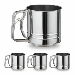 relaxdays Küchensieb »4 x Einhand Mehlsieb Edelstahl«, Edelstahl