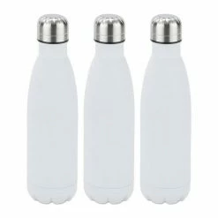 relaxdays Isolierflasche »3 x Trinkflasche Edelstahl weiß«