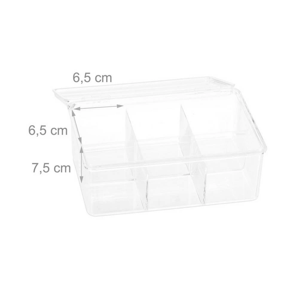 relaxdays Teebox »4 x Teebox transparent mit 6 Fächern«, Kunststoff 5 relaxdays Teebox »4 x Teebox transparent mit 6 Fächern«, Kunststoff – Bild 5