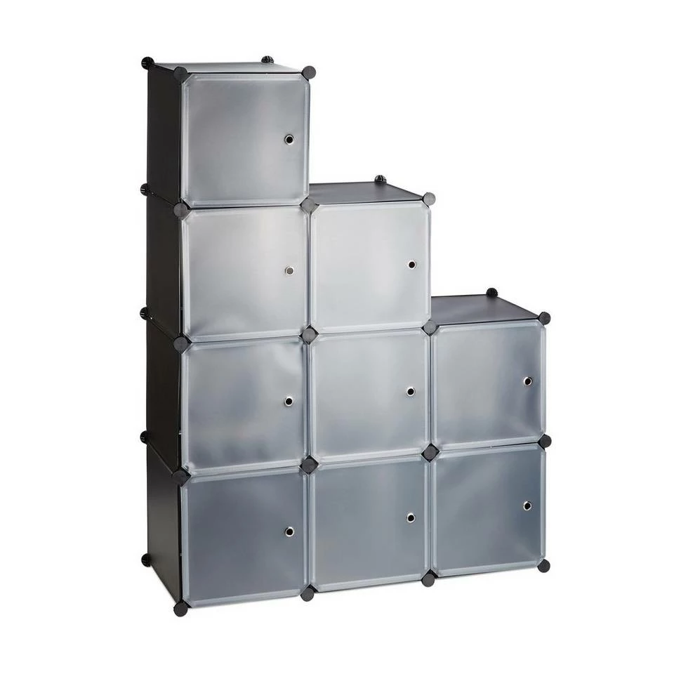 relaxdays Steckregal »Steckregal Kunststoff 9 Fächer«, Schwarz Transparent Schwarz Silber, Schwarz Transparent Silber, Weiß Transparent Silber 3 relaxdays Steckregal »Steckregal Kunststoff 9 Fächer«, Schwarz Transparent Schwarz Silber, Schwarz Transparent Silber, Weiß Transparent Silber – Bild 3