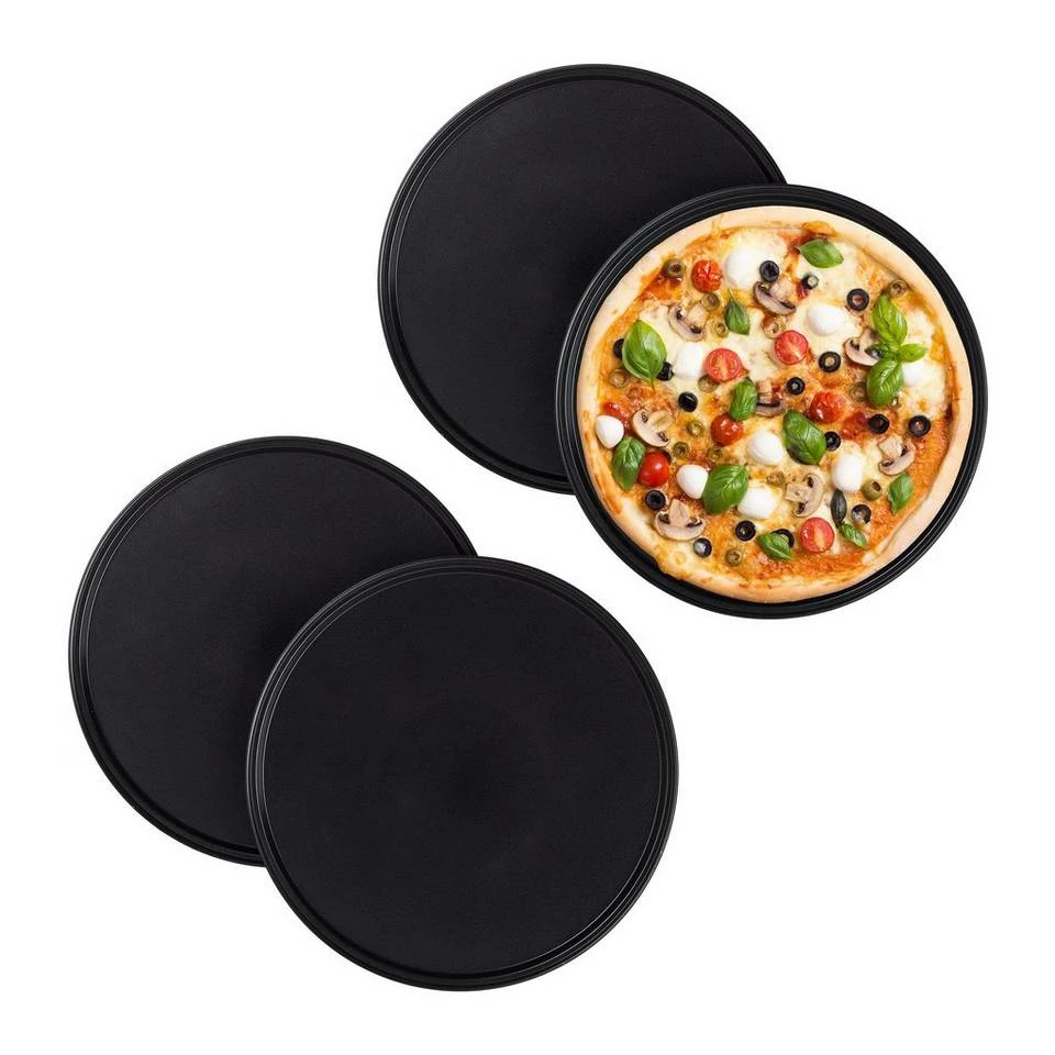 relaxdays Pizzablech »4 x Pizzablech rund«, Stahl 1 relaxdays Pizzablech »4 x Pizzablech rund«, Stahl