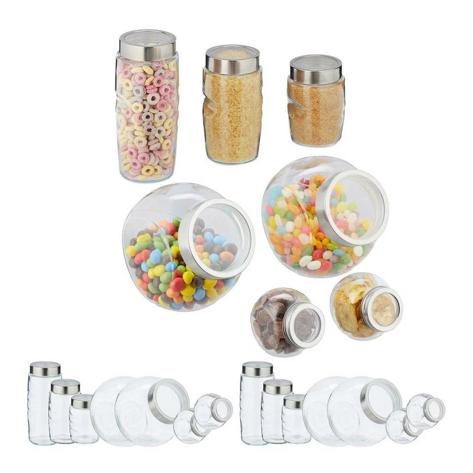 relaxdays Vorratsglas »21 x Vorratsglas 5 Größen«, Glas 1 relaxdays Vorratsglas »21 x Vorratsglas 5 Größen«, Glas