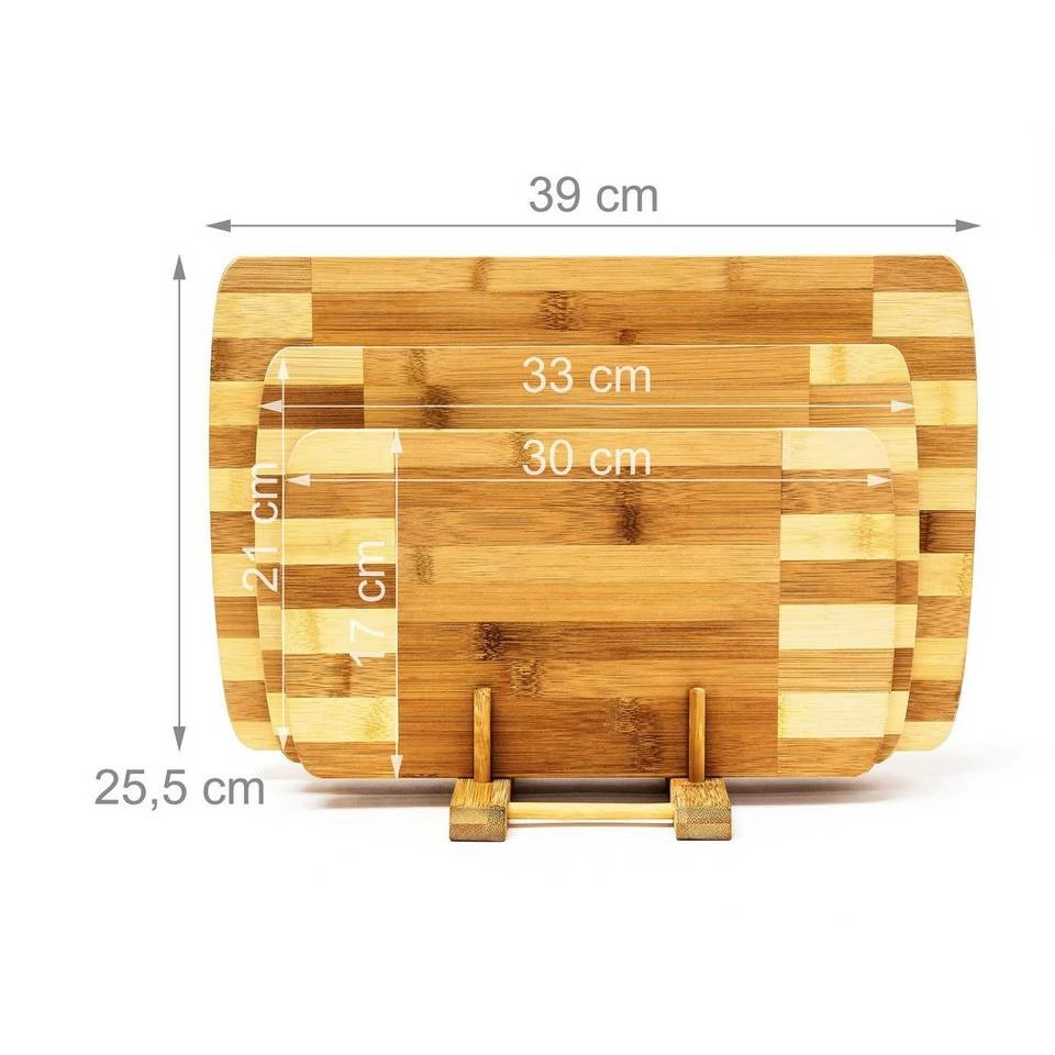 relaxdays Schneidebrett »Schneidebretter Set Bambus gestreift«, Bambus 4 relaxdays Schneidebrett »Schneidebretter Set Bambus gestreift«, Bambus – Bild 4