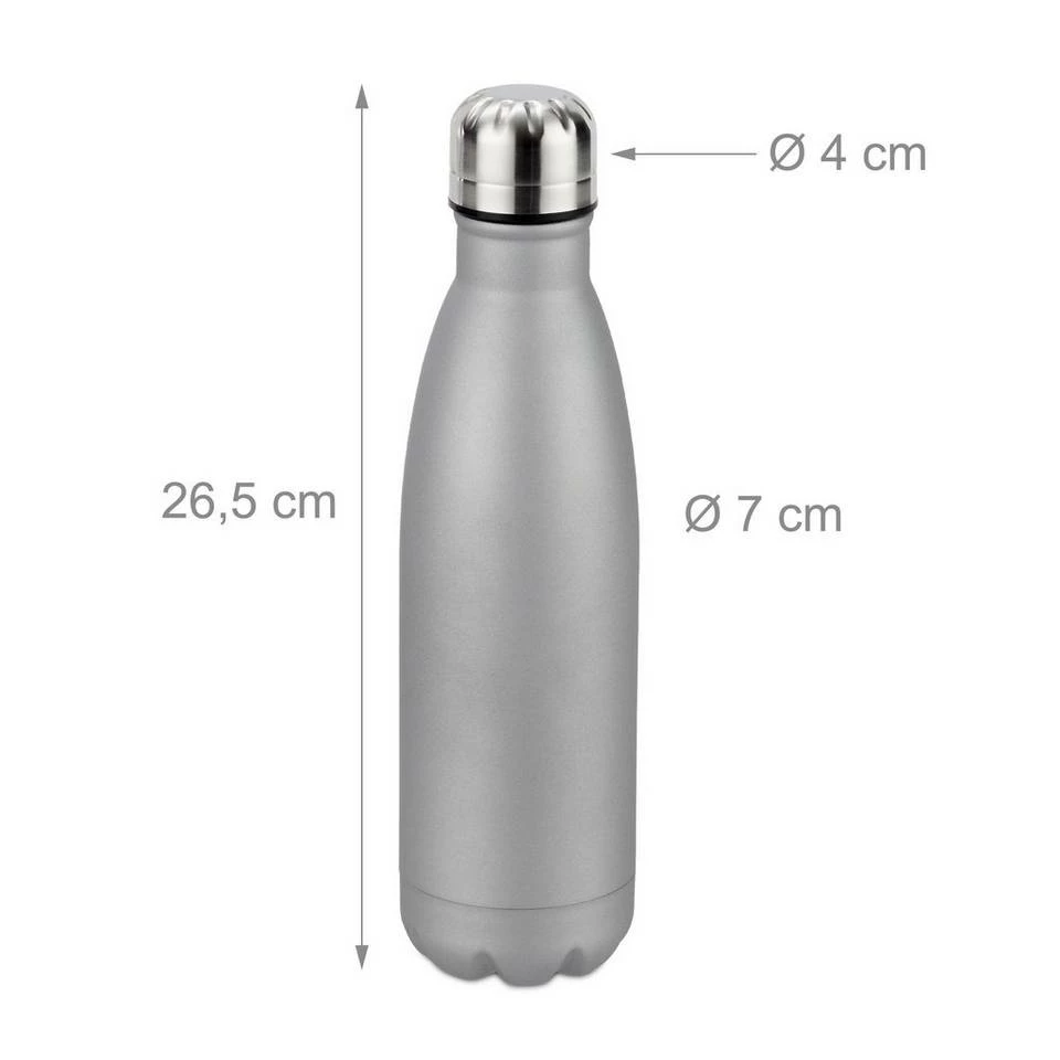 relaxdays Isolierflasche »9 x Trinkflasche Edelstahl silber« 4 relaxdays Isolierflasche »9 x Trinkflasche Edelstahl silber« – Bild 4