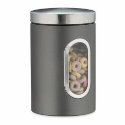 relaxdays Vorratsdose »Vorratsdose mit Sichtfenster«, Eisen, Grau Rot Silber Transparent, Weiß Silber Transparent, Schwarz Silber Transparent, Grau Silber Transparent