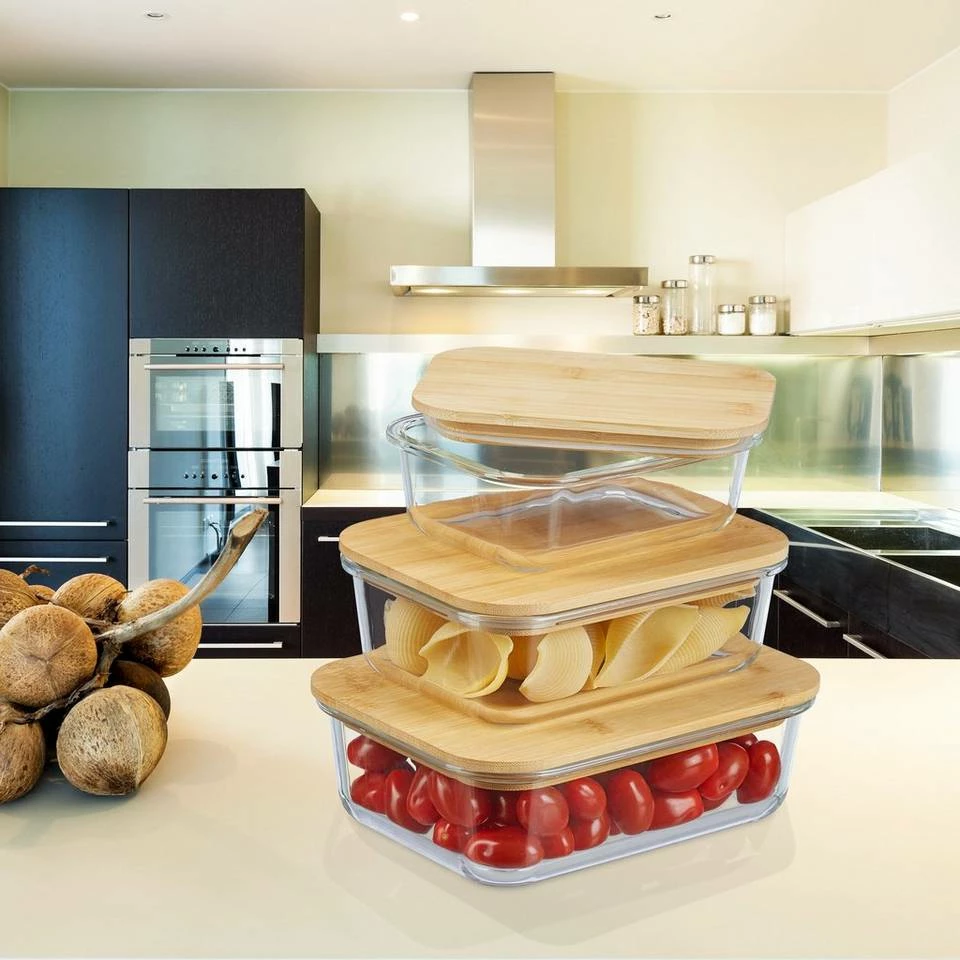 relaxdays Frischhaltedose »Glas Frischhaltedosen 3er Set«, Glas 2 relaxdays Frischhaltedose »Glas Frischhaltedosen 3er Set«, Glas – Bild 2