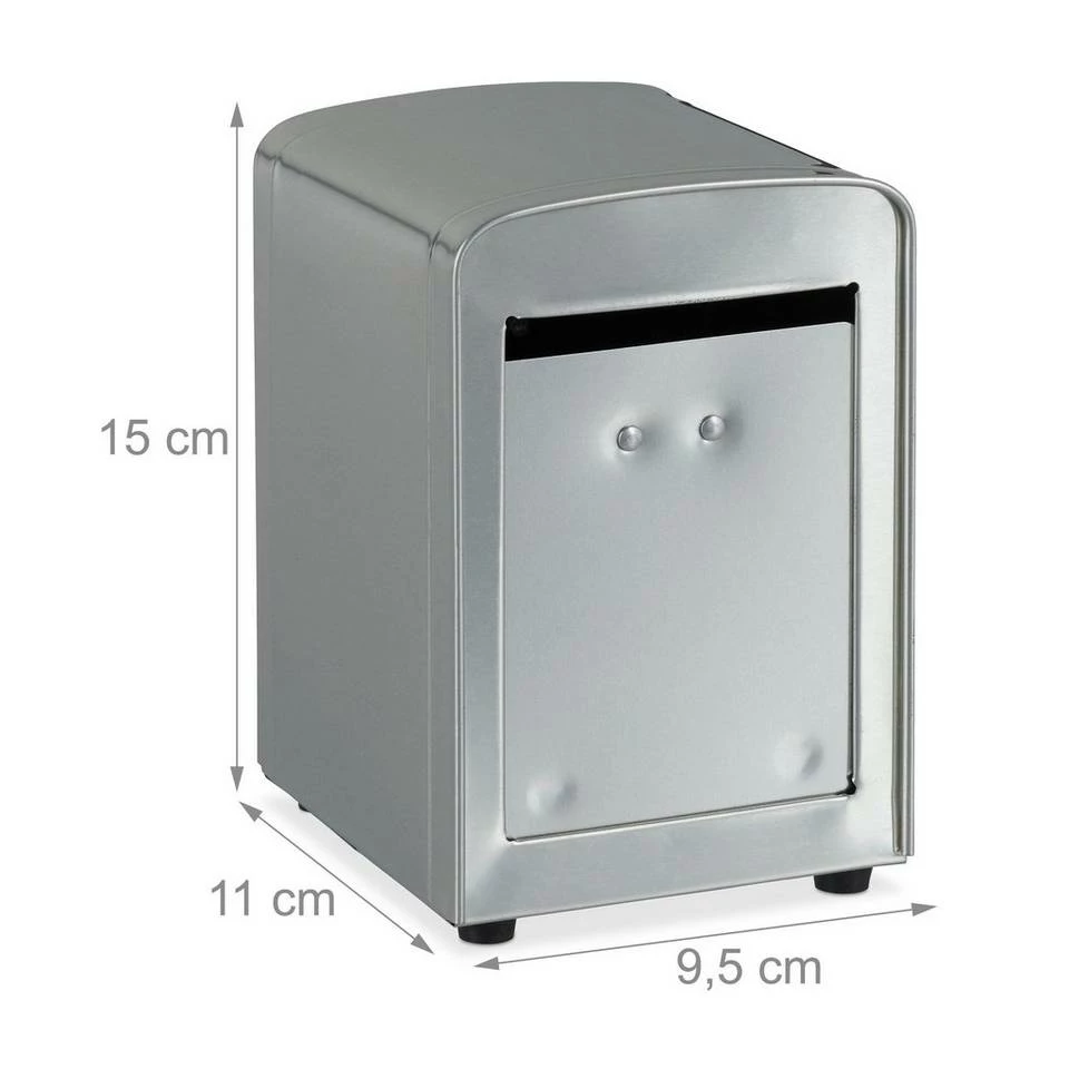 relaxdays Serviettenhalter »2 x Serviettenspender Retro silber«, Stahl 4 relaxdays Serviettenhalter »2 x Serviettenspender Retro silber«, Stahl – Bild 4