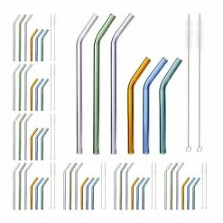 relaxdays Trinkhalme »48 x Strohhalme Glas 15 & 23 cm«