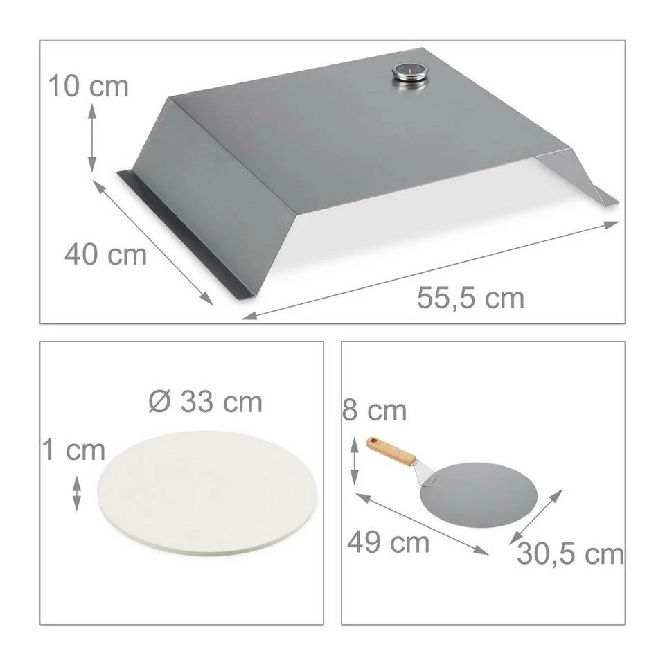 relaxdays Pizzaofen-Grillaufsatz »BBQ Pizzaaufsatz, Pizzastein & Schieber«, Edelstahl 3 relaxdays Pizzaofen-Grillaufsatz »BBQ Pizzaaufsatz, Pizzastein & Schieber«, Edelstahl – Bild 3