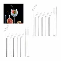 relaxdays Trinkhalme »12 x Strohhalme Glas gebogen 23 cm«