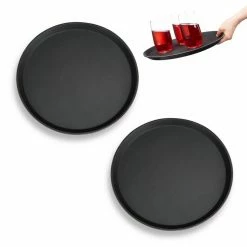 relaxdays Servierbrett »2 x Gastro Tablett rund«, Kunststoff