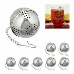 relaxdays Teesieb »8 x Teeei im Set«, Edelstahl