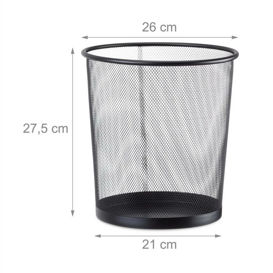 relaxdays Papierkorb »Papierkorb rund Drahtgeflecht«, Schwarz Silber 3 relaxdays Papierkorb »Papierkorb rund Drahtgeflecht«, Schwarz Silber – Bild 3