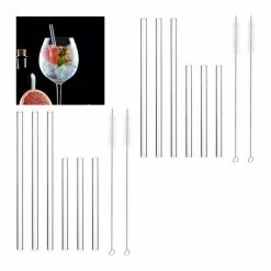 relaxdays Trinkhalme »12 x Strohhalme Glas gerade 15 & 23 cm«
