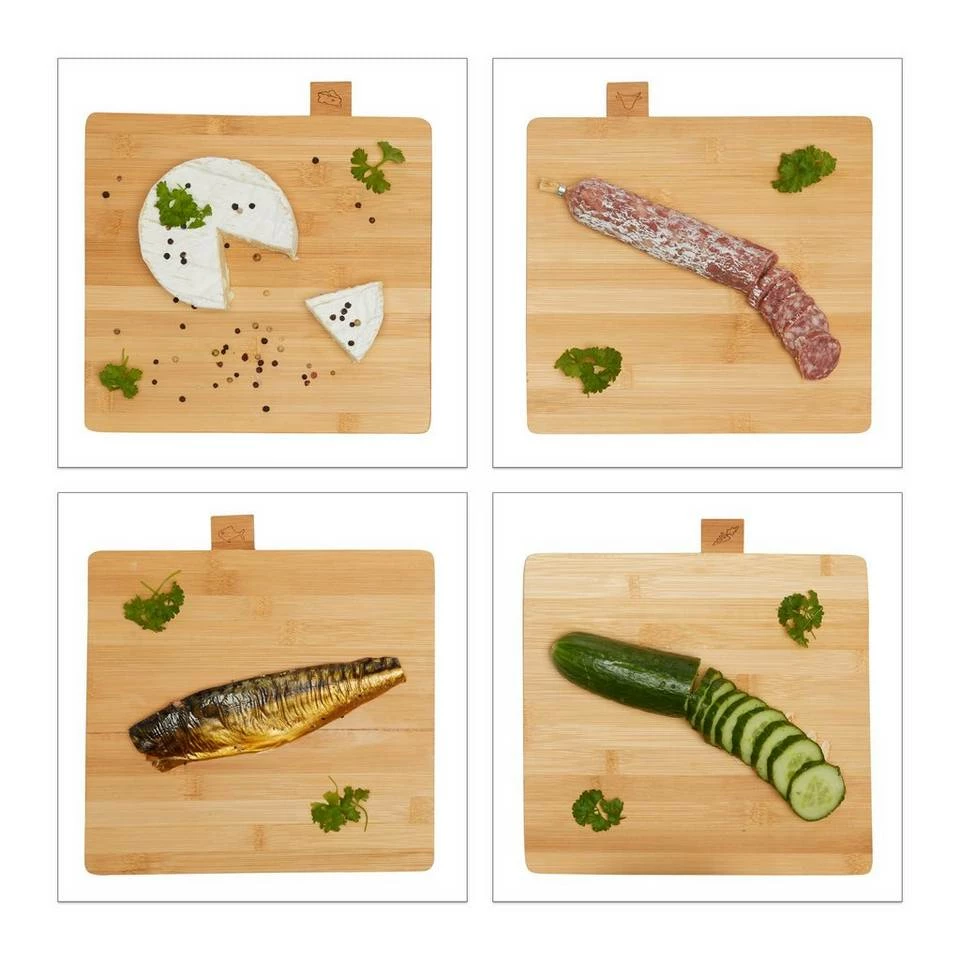 relaxdays Schneidebrett »Schneidebrett 4er Set mit Ständer«, Bambus, (Set) 3 relaxdays Schneidebrett »Schneidebrett 4er Set mit Ständer«, Bambus, (Set) – Bild 3