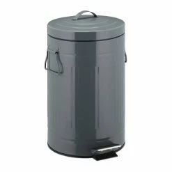 relaxdays Mülleimer »Treteimer "Retro" 12L«, Grau Weiß Silber Schwarz, Schwarz Silber, Grau Silber Schwarz