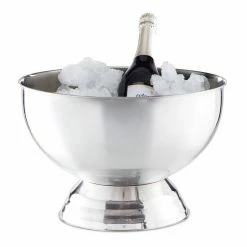 relaxdays Sektkühler Sektkühler Schale Edelstahl