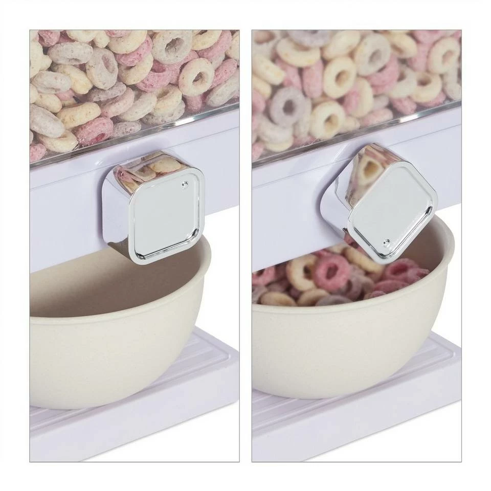 relaxdays Müslispender »Doppelter Müslispender«, Kunststoff, Weiß Schwarz Transparent Silber, Weiß Transparent Silber 6 relaxdays Müslispender »Doppelter Müslispender«, Kunststoff, Weiß Schwarz Transparent Silber, Weiß Transparent Silber – Bild 6