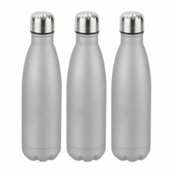 relaxdays Isolierflasche »3 x Trinkflasche Edelstahl silber«