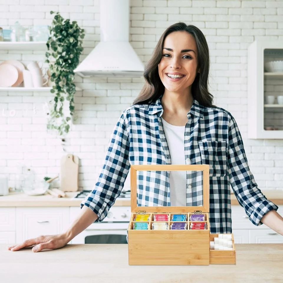 relaxdays Teebox »Teebox Bambus mit verstellbaren Fächern«, Bambus 3 relaxdays Teebox »Teebox Bambus mit verstellbaren Fächern«, Bambus – Bild 3