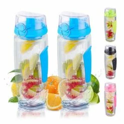 relaxdays Trinkflasche »2x Trinkflasche mit Obsteinsatz blau«