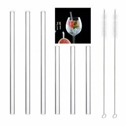 relaxdays Trinkhalme »6 x Strohhalm Glas 15 & 23 cm«