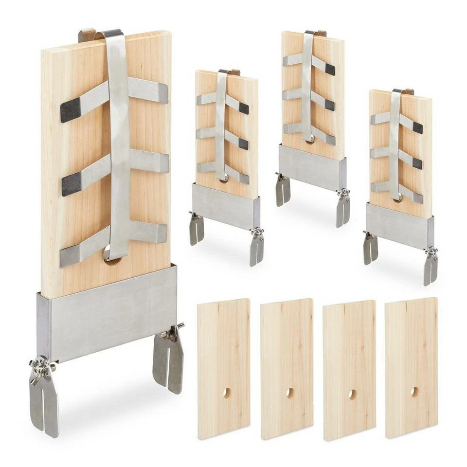 relaxdays Räucherbrett »Flammlachsbretter 4er Set«, Holz 1 relaxdays Räucherbrett »Flammlachsbretter 4er Set«, Holz