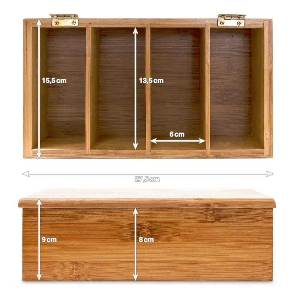 relaxdays Teebox »Teebox Bambus lackiert 4 Fächer«, Bambus 6 relaxdays Teebox »Teebox Bambus lackiert 4 Fächer«, Bambus – Bild 6