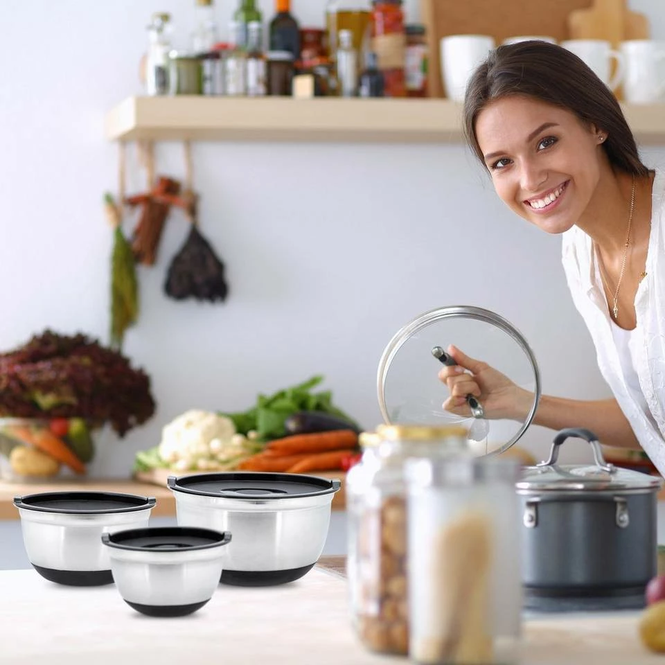 relaxdays Schüssel »Schüssel Set BOWLY mit Deckel«, Edelstahl, 4er Pack 5 relaxdays Schüssel »Schüssel Set BOWLY mit Deckel«, Edelstahl, 4er Pack – Bild 5