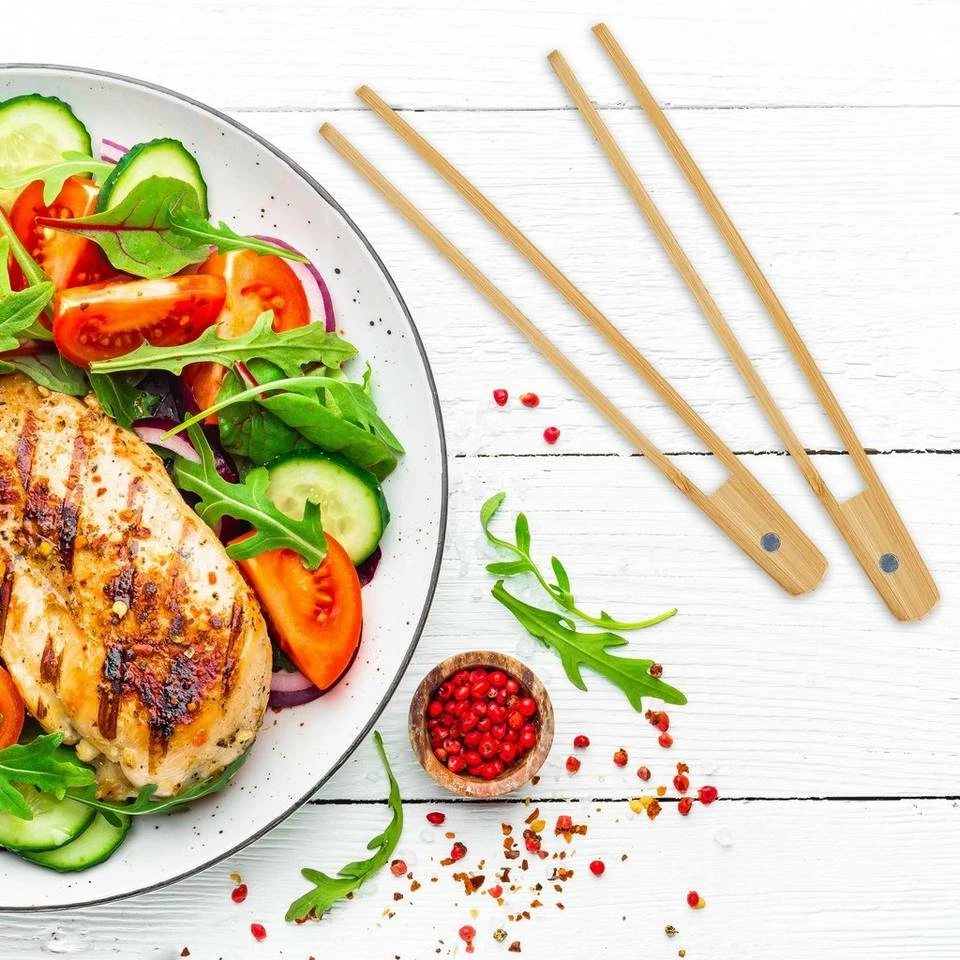 relaxdays Sandwich-Zange Kleine Bambuszange 8er Set 2 relaxdays Sandwich-Zange Kleine Bambuszange 8er Set – Bild 2