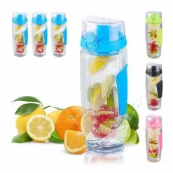 relaxdays Trinkflasche »4x Trinkflasche mit Obsteinsatz blau«