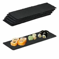 relaxdays Servierplatte »Schieferplatte 30x10 cm 6er Set«, Schiefer