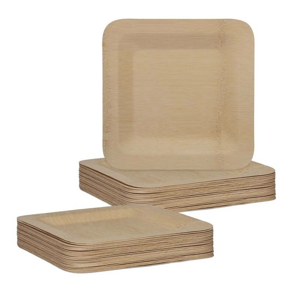 relaxdays Einwegteller »50 x Bambus Teller eckig 25,5 cm« 1 relaxdays Einwegteller »50 x Bambus Teller eckig 25,5 cm«