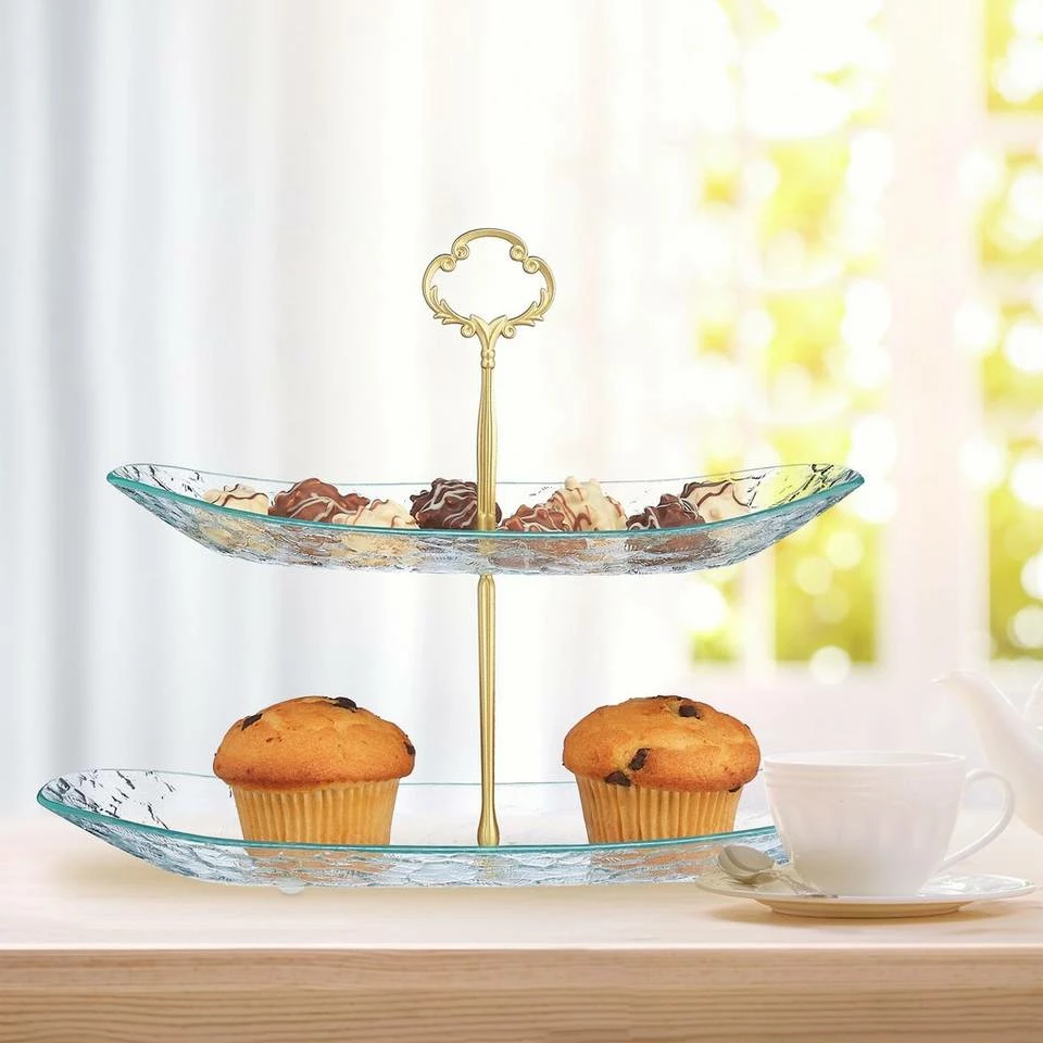 relaxdays Etagere »Zweistöckige Etagere aus Glas«, Glas 2 relaxdays Etagere »Zweistöckige Etagere aus Glas«, Glas – Bild 2