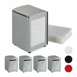 relaxdays Serviettenhalter »5 x Serviettenspender Retro silber«, Stahl