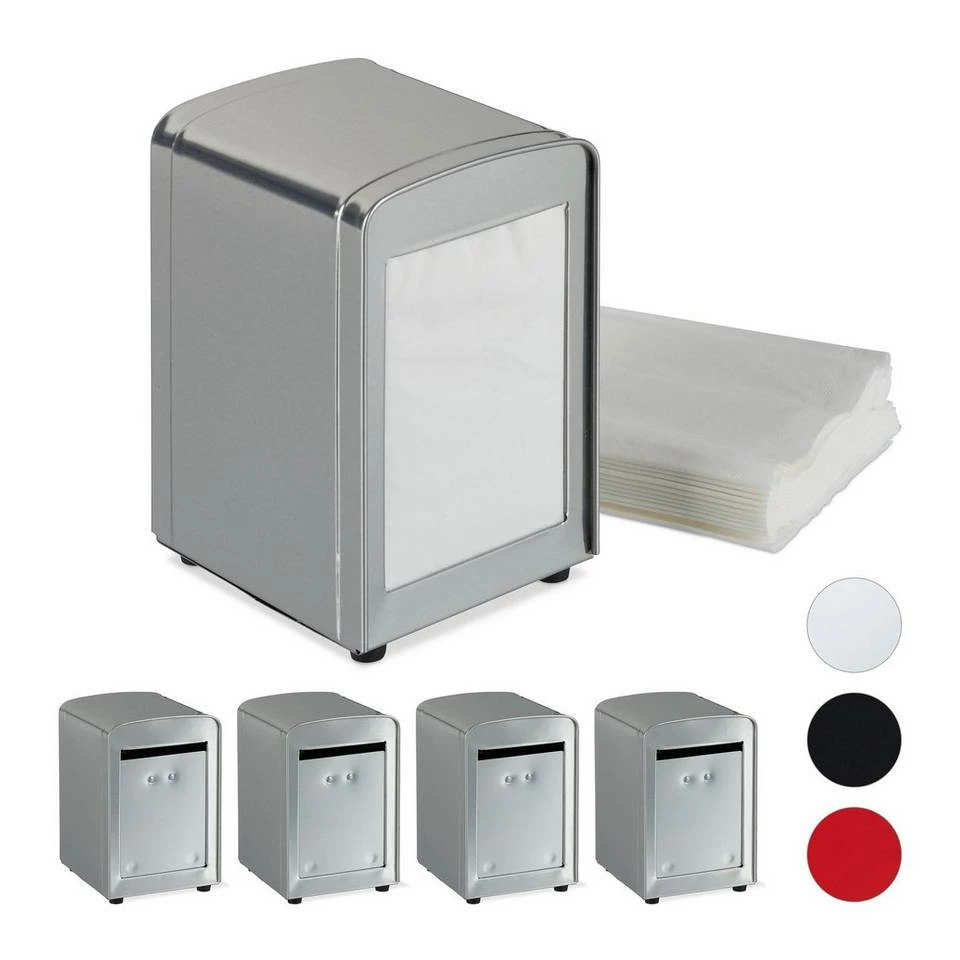 relaxdays Serviettenhalter »5 x Serviettenspender Retro silber«, Stahl 1 relaxdays Serviettenhalter »5 x Serviettenspender Retro silber«, Stahl