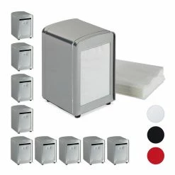 relaxdays Serviettenhalter »10 x Serviettenspender Retro silber«, Stahl