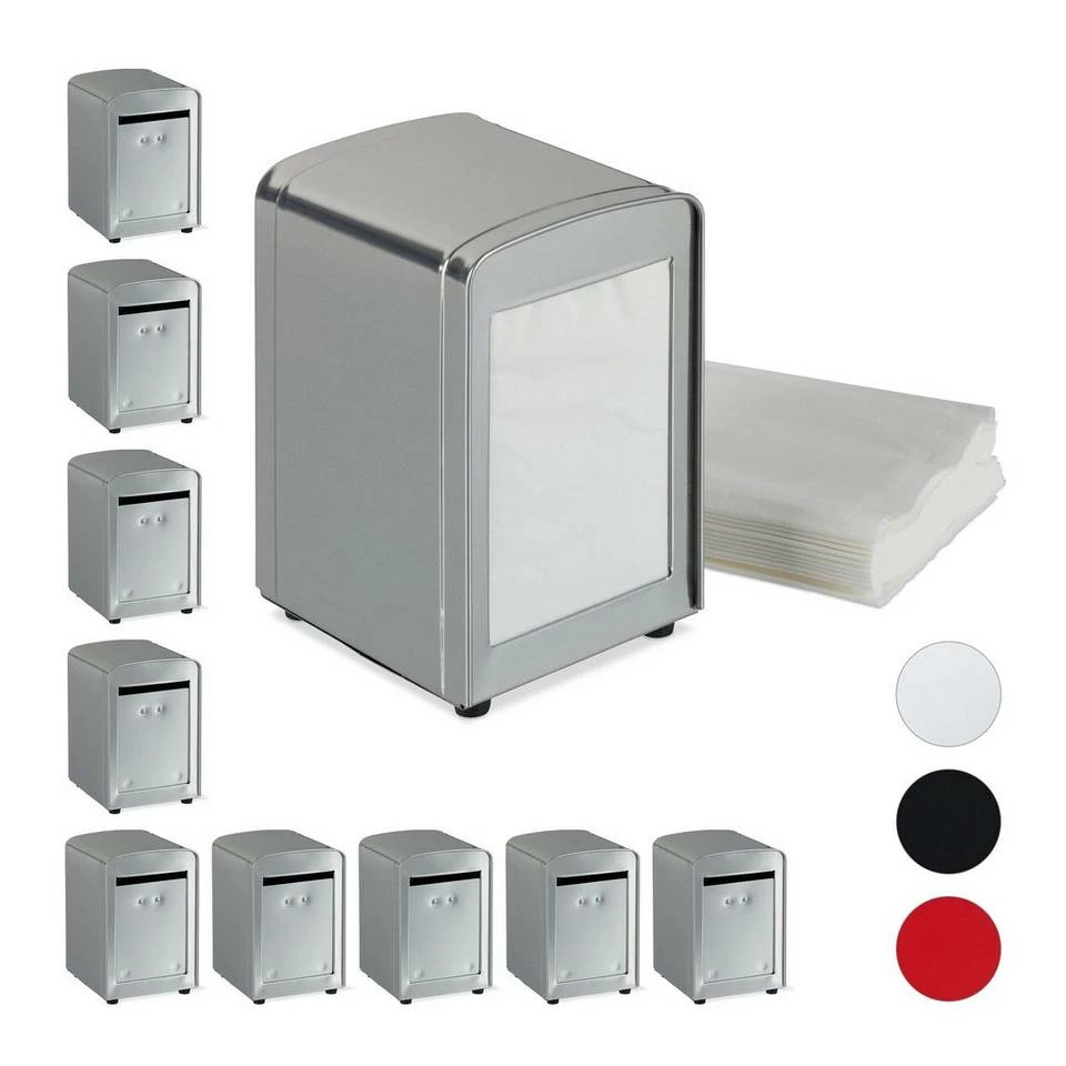 relaxdays Serviettenhalter »10 x Serviettenspender Retro silber«, Stahl 1 relaxdays Serviettenhalter »10 x Serviettenspender Retro silber«, Stahl