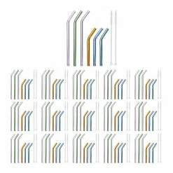 relaxdays Trinkhalme »96 x Strohhalme Glas 15 & 23 cm«