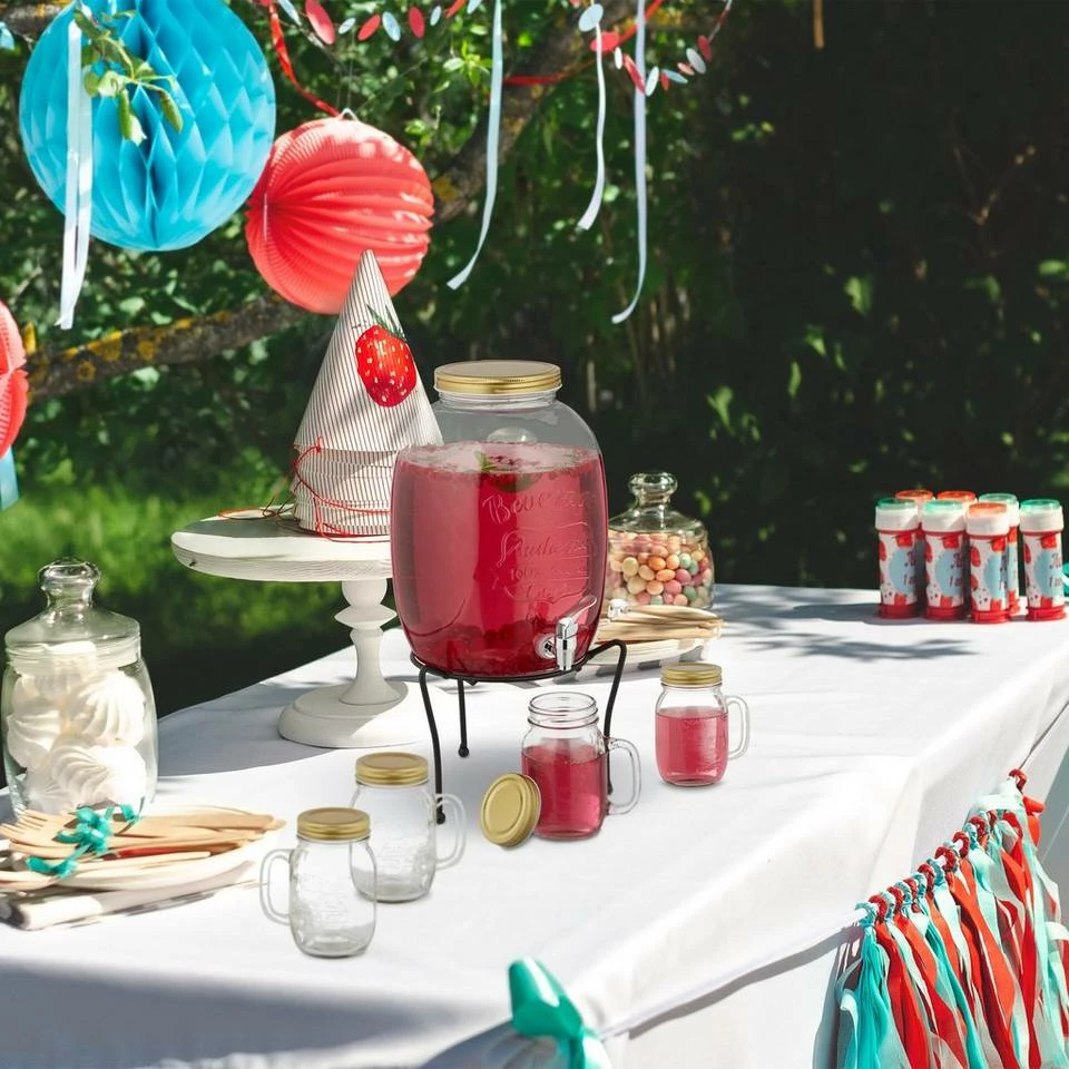 relaxdays Getränkespender Getränkespender Set mit Gläsern 2 relaxdays Getränkespender Getränkespender Set mit Gläsern – Bild 2