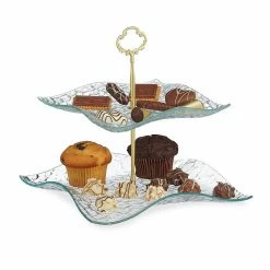 relaxdays Etagere »Geschwungene Etagere 2-stöckig«, Glas