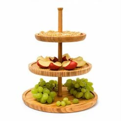 relaxdays Etagere »Etagere Bambus mit 3 Schalen«, Bambus