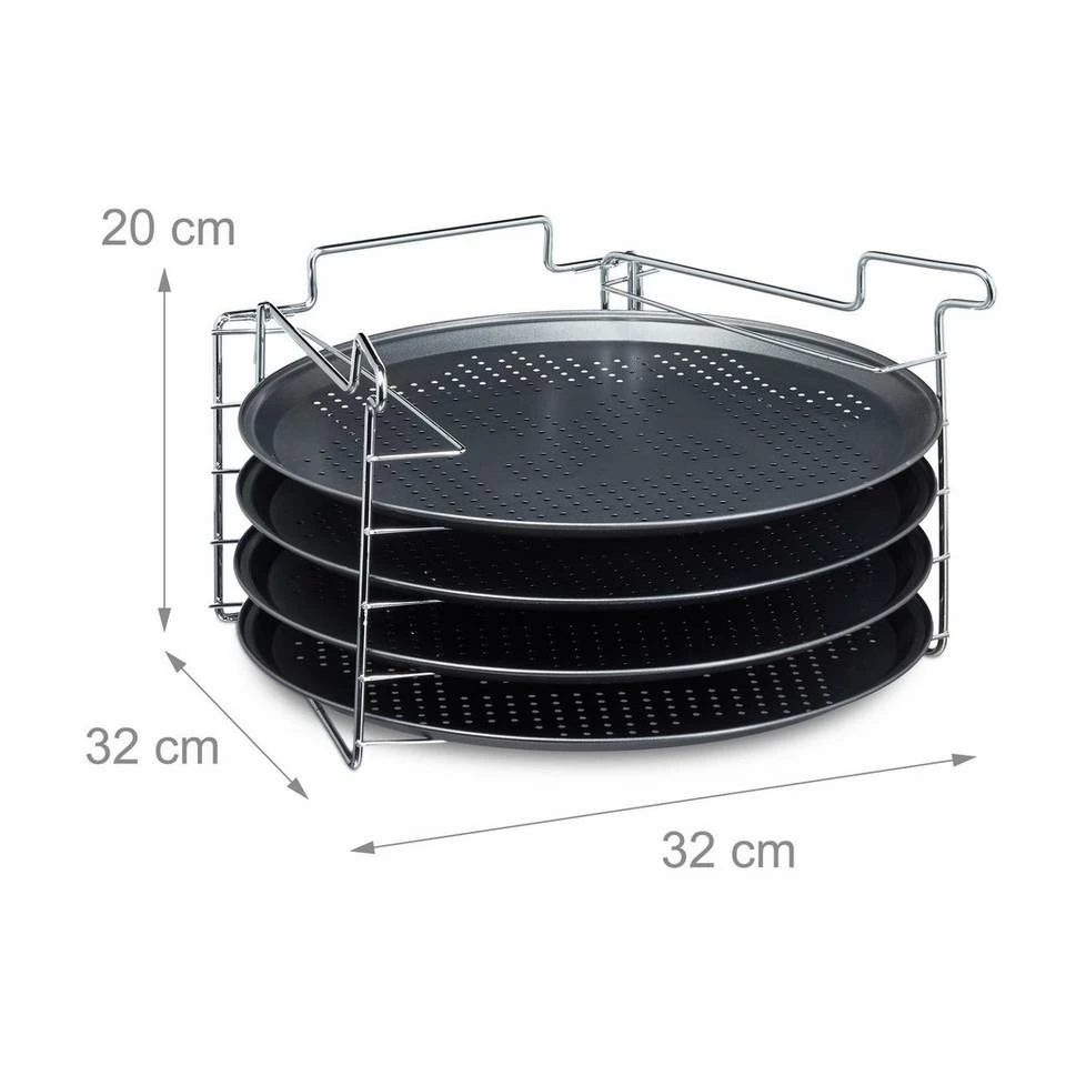 relaxdays Pizzablech »Pizzablech 4er Set mit Ständer«, Eisen 5 relaxdays Pizzablech »Pizzablech 4er Set mit Ständer«, Eisen – Bild 5