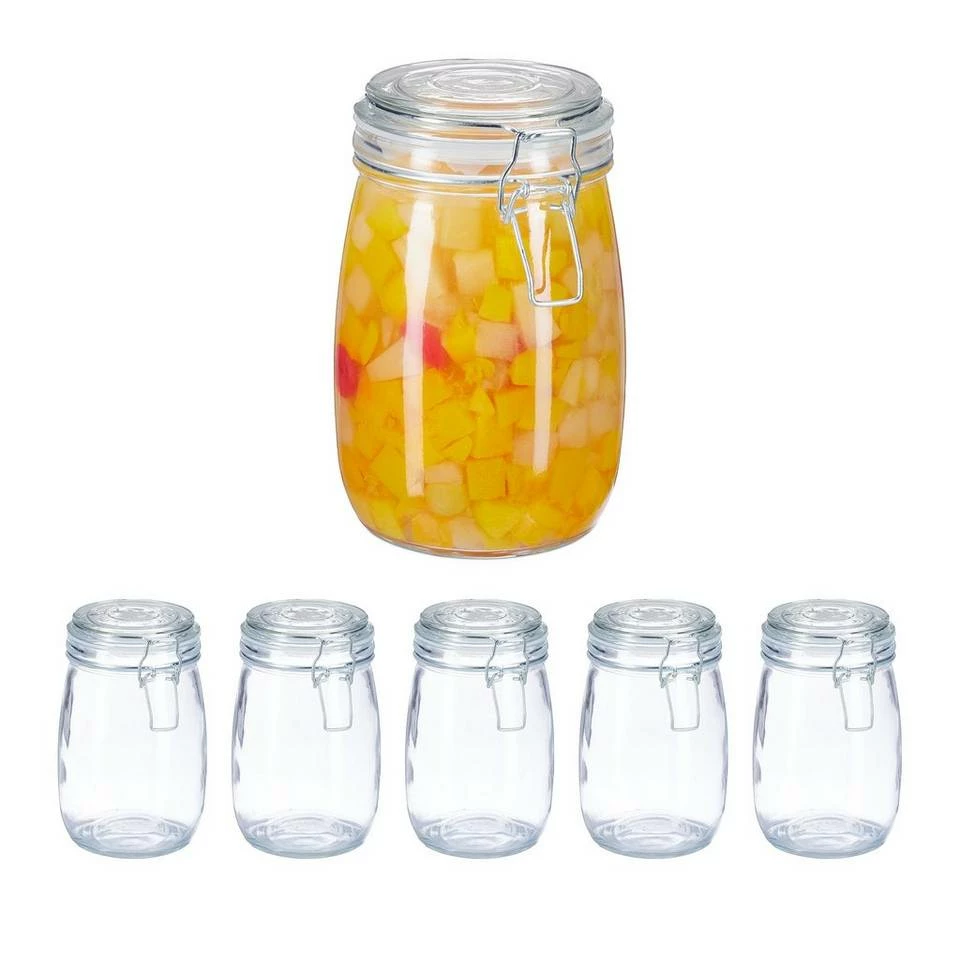 relaxdays Einmachglas »1l Einmachgläser im 6er Set«, Glas 1 relaxdays Einmachglas »1l Einmachgläser im 6er Set«, Glas