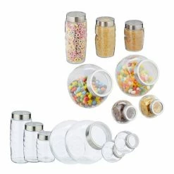 relaxdays Vorratsglas »14 x Vorratsglas 5 Größen«, Glas