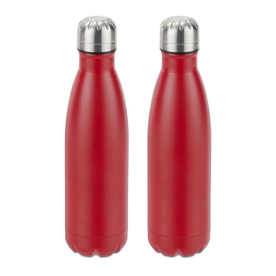 relaxdays Isolierflasche »2 x Trinkflasche Edelstahl rot« 1 relaxdays Isolierflasche »2 x Trinkflasche Edelstahl rot«
