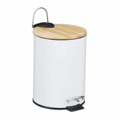 relaxdays Kosmetikeimer »Kosmetikeimer mit Bambusdeckel 3 Liter«, Weiß Grau Hellbraun Silber, Weiß Hellbraun Silber, Schwarz Hellbraun Silber