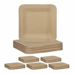 relaxdays Einwegteller »150 x Bambus Teller eckig 23 cm«